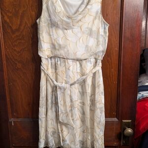 The Limited White and Gold Midi Dress